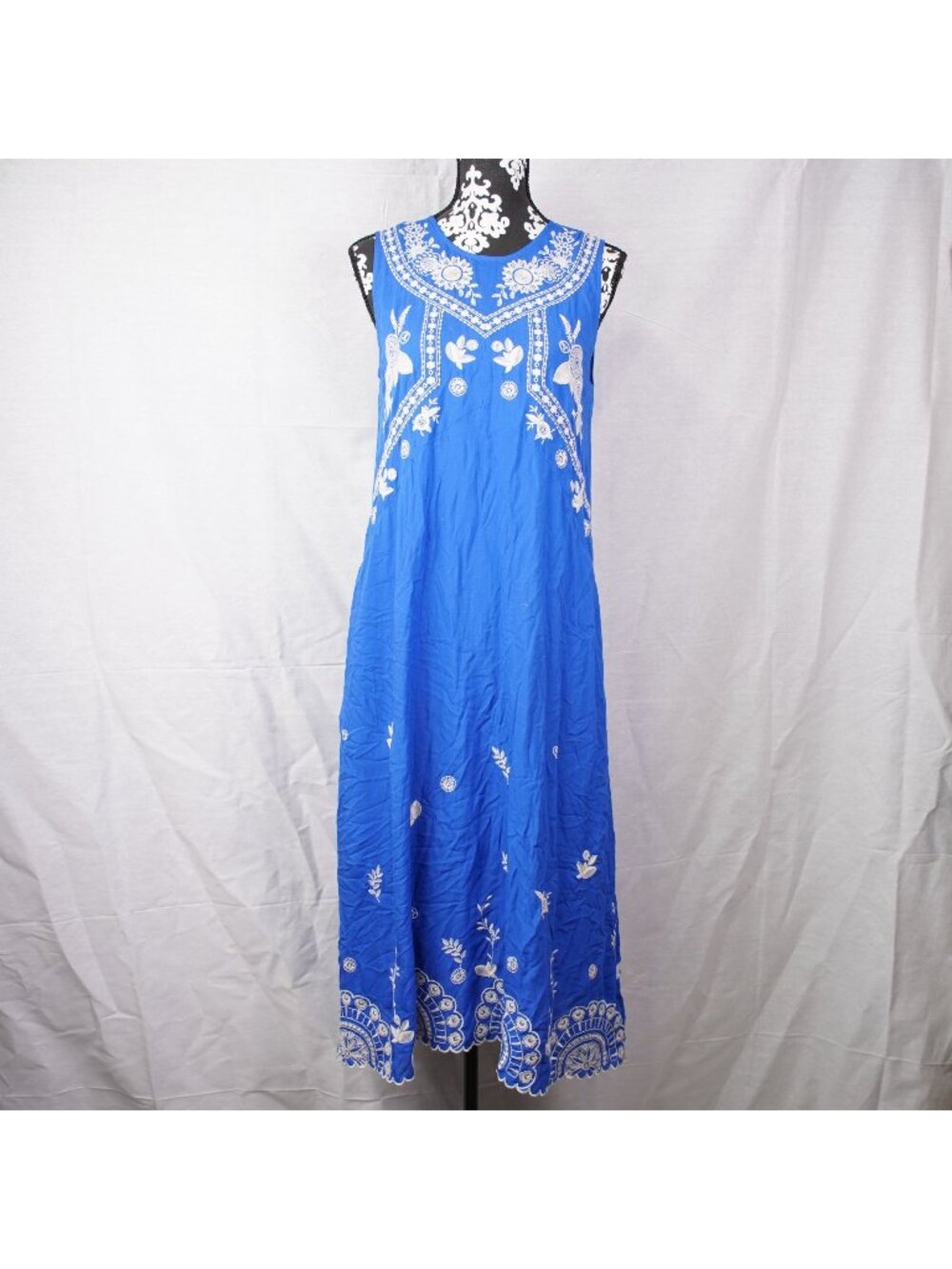 Johnny Was Workshop Chevron Tank Dress Size Small Blue With Slip NWT But W/ Dirt
